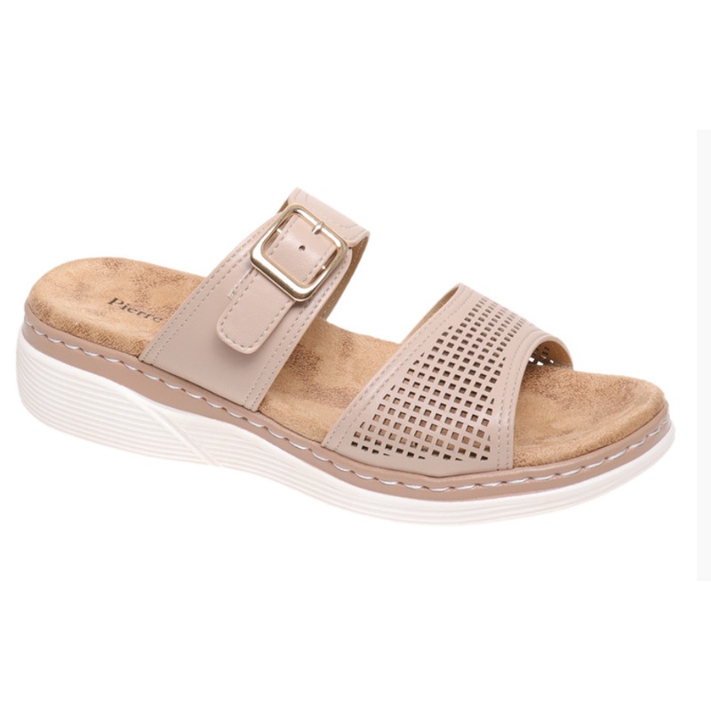 Pierre Dumas Barletta 1 Women Slip On Wedge Heel Open Toe Sandal -Taupe 7