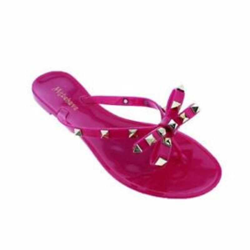 Liliana Jelli-40 Women Jubilee Jelly Thong Studded Accents Chic Flat Sandal Magenta-SHW 5