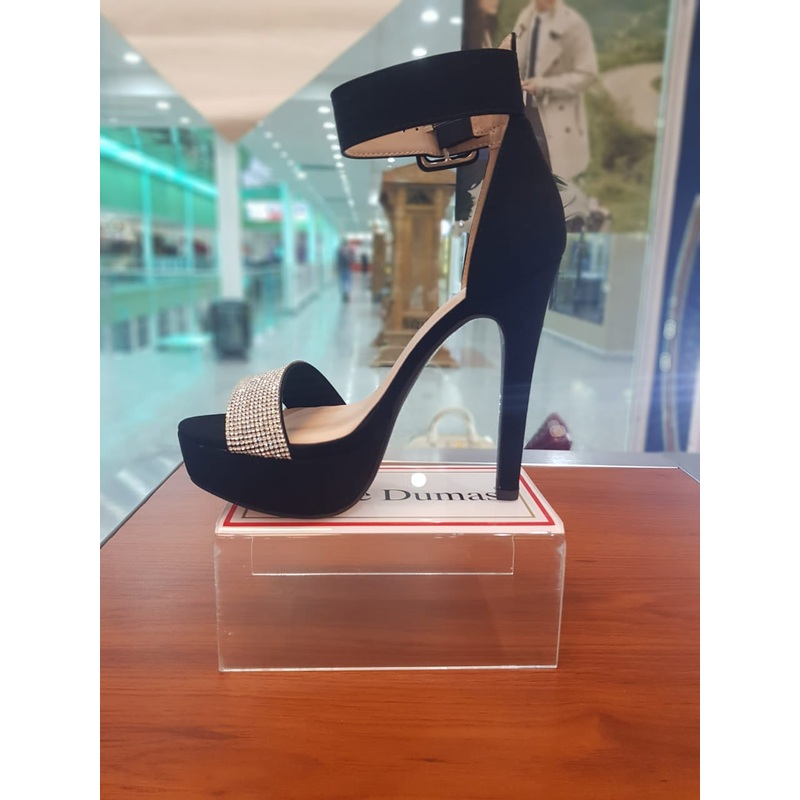 Speed Limit 98 Notice-S Women Open Toe Ankle Strap Shoe Black-SHG 5.5