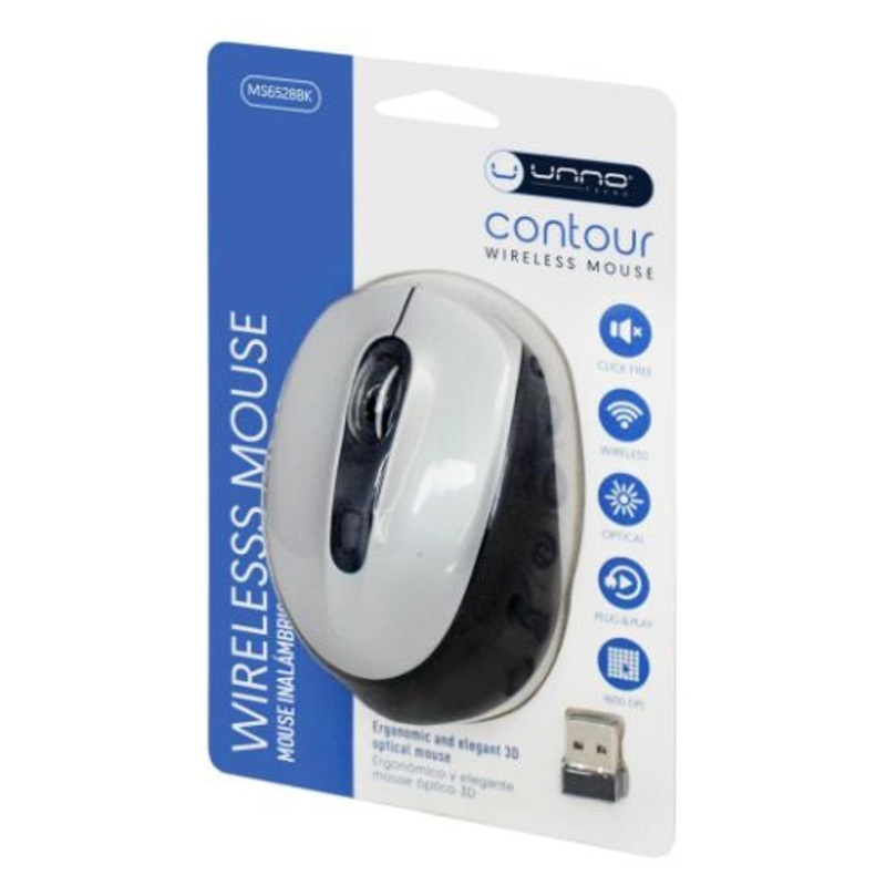 Unno Tekno Mouse Contour Wireless Black (MS6528BK)