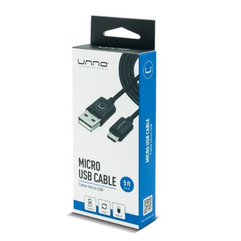 Unno Tekno Micro USB 2.0 Cable 5ft (CB4051BK)