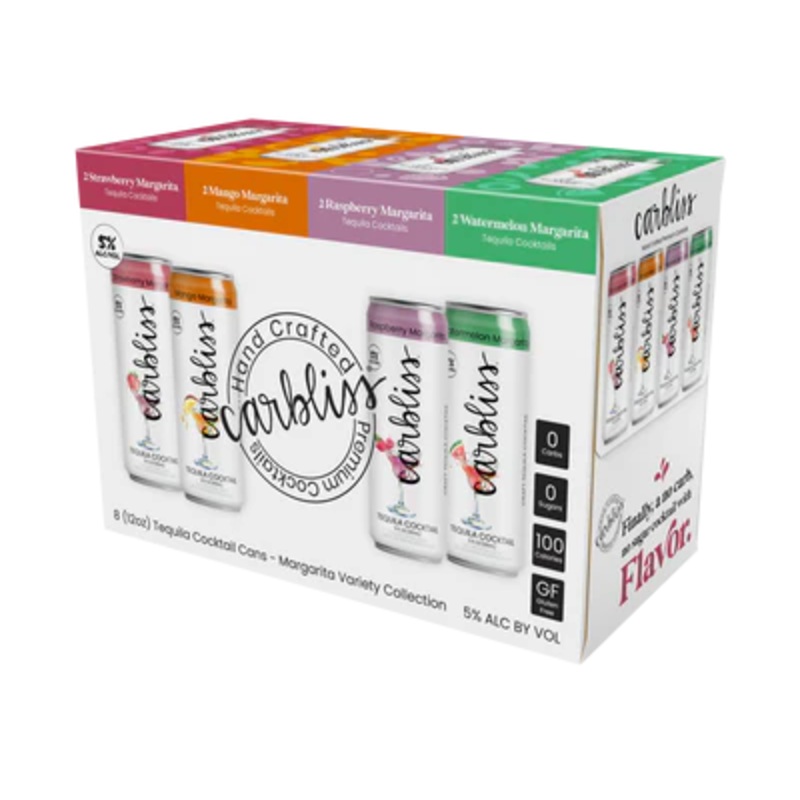 (24pk cans) Carbliss Margarita Tequila Cocktail Variety Pack, USA (12oz)