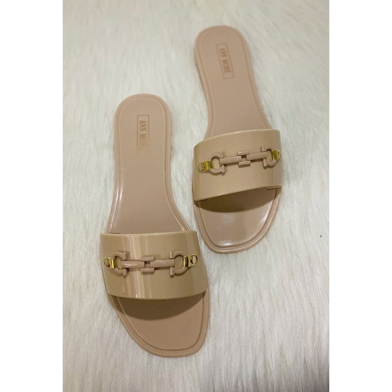 Ann More Acton Women Chain Trim Decoration Jelly Slide Sandal Beige 6