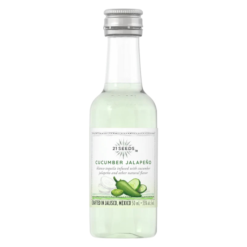 21 Seeds Cucumber Jalapeno Infused Blanco Flavored Tequila 50ml 10 Pack